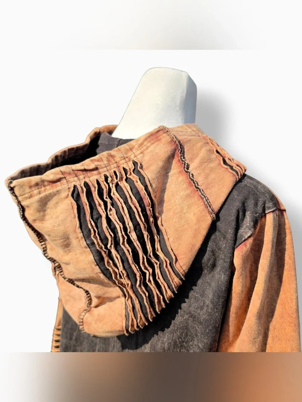 Rising International Vintage Patchwork Boho Floral Zip-Up Hooded Jacket XLarge